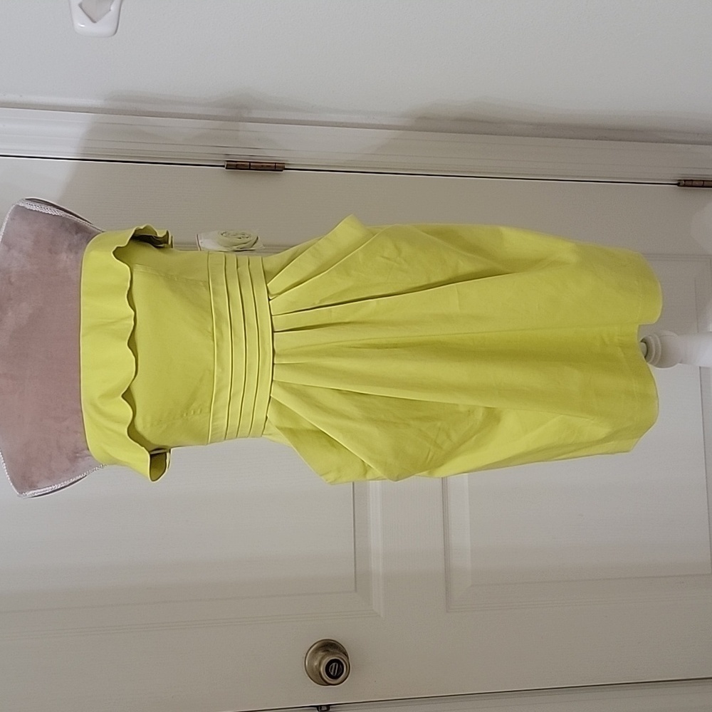 Jessica Simpson Strapless Lemon Yellow Ruffle Sheath Dress